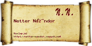 Netter Nándor névjegykártya
